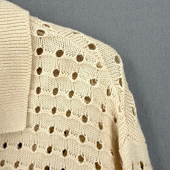 JOIE Open Knit Polo Collar Sweater Womens XS Cream Long Sleeve Knit NEW - Picture 11 of 11